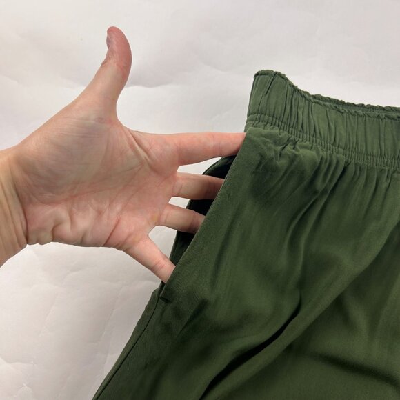 H&M Dark Green Lightweight Challis Wide Leg Pant M - Picture 3 of 7